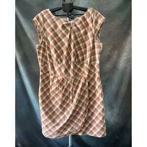 eShakti Custom Women's Brown Plaid Cotton Sleeveless‎ Dress Casual Plus Size 22W